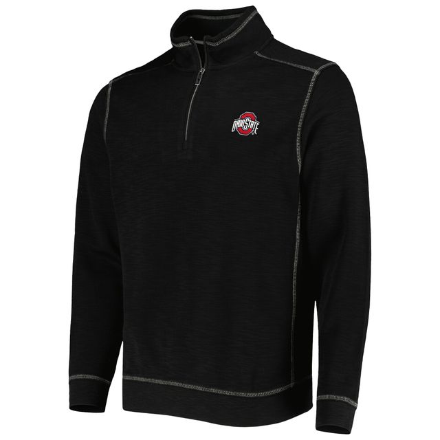 Tommy Bahama Homme Noir Ohio State Buckeyes Sport Tobago Bay Tri-Blend Mock Neck Half-Zip Jacket
