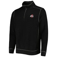 Men's Tommy Bahama Black Ohio State Buckeyes Sport Tobago Bay Tri-Blend Mock Neck Half-Zip Jacket