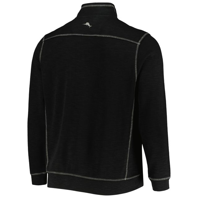 Tommy Bahama Homme Noir Ohio State Buckeyes Sport Tobago Bay Tri-Blend Mock Neck Half-Zip Jacket