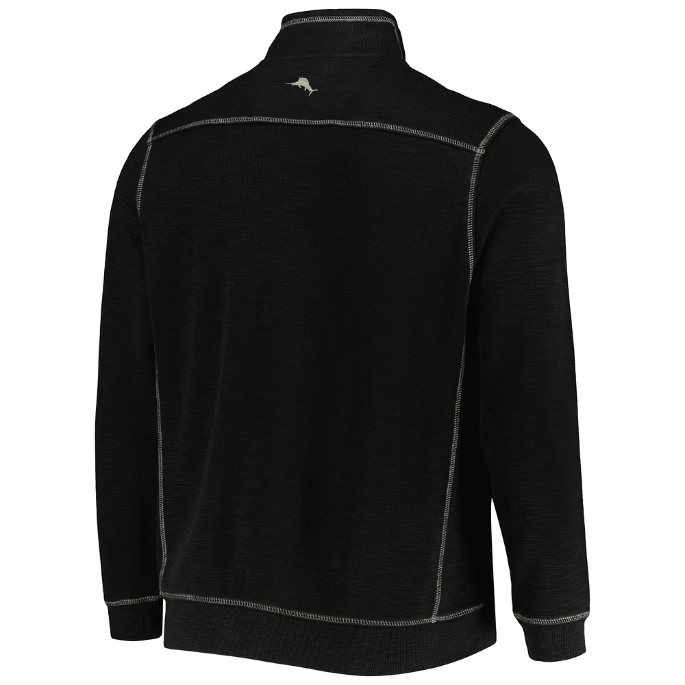 Men's Tommy Bahama Black Ohio State Buckeyes Sport Tobago Bay Tri-Blend Mock Neck Half-Zip Jacket
