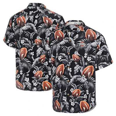 Chemise boutonnée noire Tommy Bahama pour homme Ohio State Buckeyes Veracruz Cay First Down Blooms