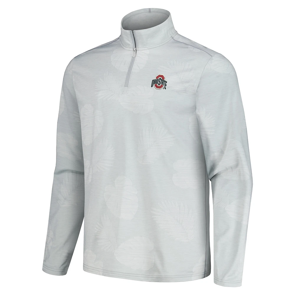 Men's Tommy Bahama Gray Ohio State Buckeyes Delray Frond IslandZone Half-Zip Jacket