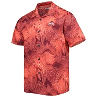 Men's Tommy Bahama Scarlet Ohio State Buckeyes Big & Tall Coast Luminescent Fronds IslandZone Button-Up Camp Shirt