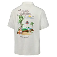Men's Tommy Bahama White Ohio State Buckeyes Grand Slam Bay Camp Button-Up Shirt