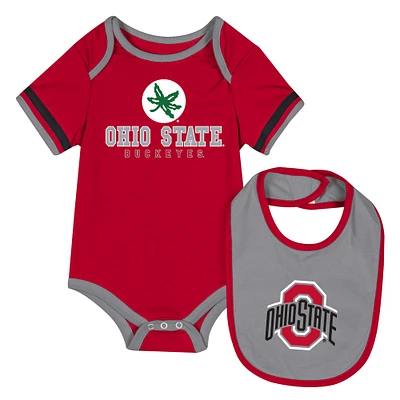 Newborn & Infant Colosseum  Scarlet Ohio State Buckeyes Bodysuit Bib Set