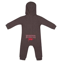 Newborn & Infant Colosseum Charcoal Ohio State Buckeyes Zando-Zan Waffle Full-Snap Hooded Romper