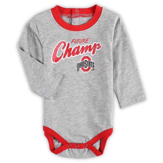 Nouveau-né et bébé écarlate/gris chiné Ohio State Buckeyes Little Kicker body à manches longues pantalon de survêtement