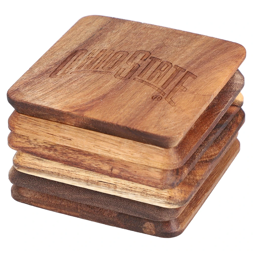 The Memory Company Ohio State Buckeyes Lot de 6 dessous de verre en bois d'acacia