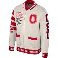 Unisex The Wild Collective Cream Ohio State Buckeyes Button-Up Jacquard Sweater