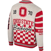 Unisex The Wild Collective Cream Ohio State Buckeyes Button-Up Jacquard Sweater