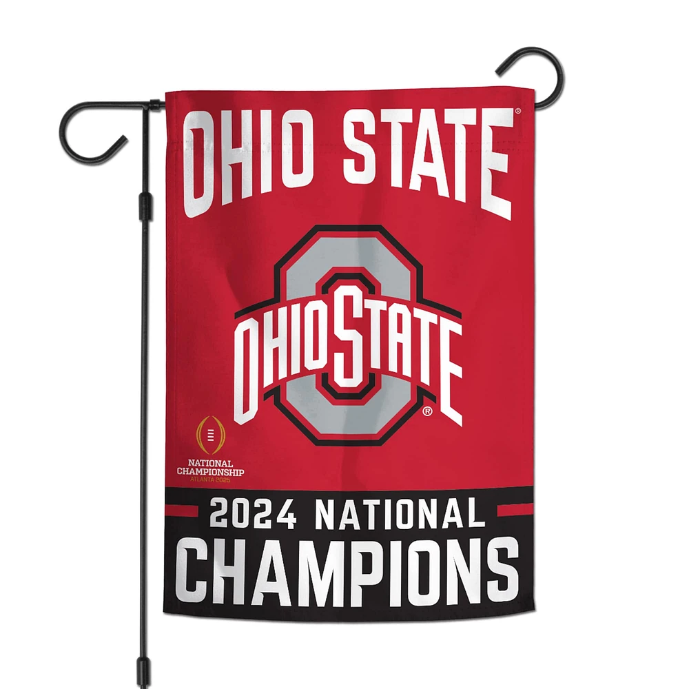 Drapeau de jardin double face WinCraft Ohio State Buckeyes College Football Playoff 2024 Champions nationaux 12'' x 18''