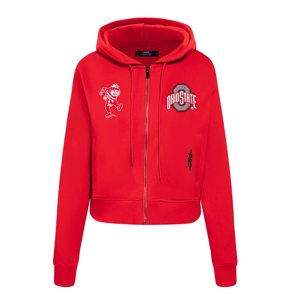Women's Pro Standard Scarlet Ohio State Buckeyes Game Day Sequin Full-Zip Hooded Jacket