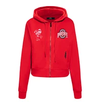 Women's Pro Standard Scarlet Ohio State Buckeyes Game Day Sequin Full-Zip Hooded Jacket