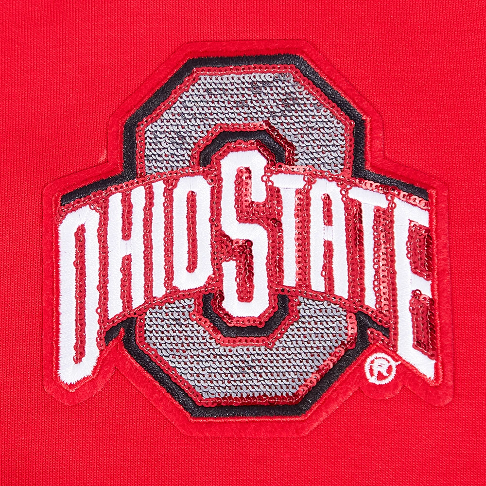 Women's Pro Standard Scarlet Ohio State Buckeyes Game Day Sequin Full-Zip Hooded Jacket