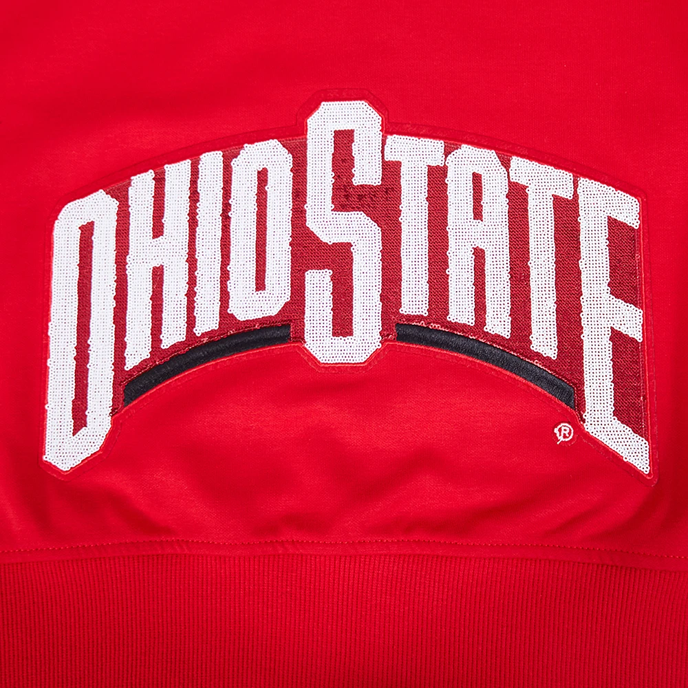 Women's Pro Standard Scarlet Ohio State Buckeyes Game Day Sequin Full-Zip Hooded Jacket