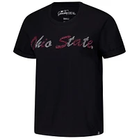 T-shirt noir pour femme avec inscription en perles cousues à la main Ohio State Buckeyes