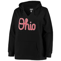 Women's Black Ohio State Buckeyes Plus Notch Neck Team Pullover Hoodie