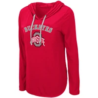 Women's Colosseum Scarlet Ohio State Buckeyes My Lover Lightweight Hooded Long Sleeve T-Shirt