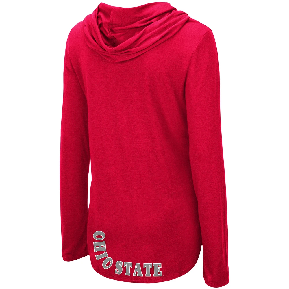 Women's Colosseum Scarlet Ohio State Buckeyes My Lover Lightweight Hooded Long Sleeve T-Shirt