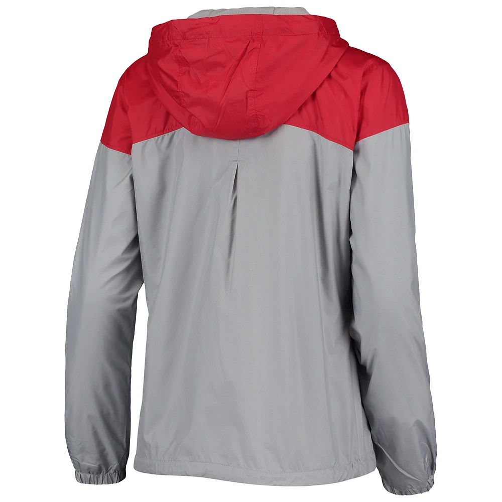 Women's Columbia Scarlet/Gray Ohio State Buckeyes Flash Forward Lined Full-Zip Windbreaker Hoodie Jacket