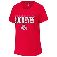 Women's Fanatics Scarlet Ohio State Buckeyes Plus Lean Scoop Neck T-Shirt