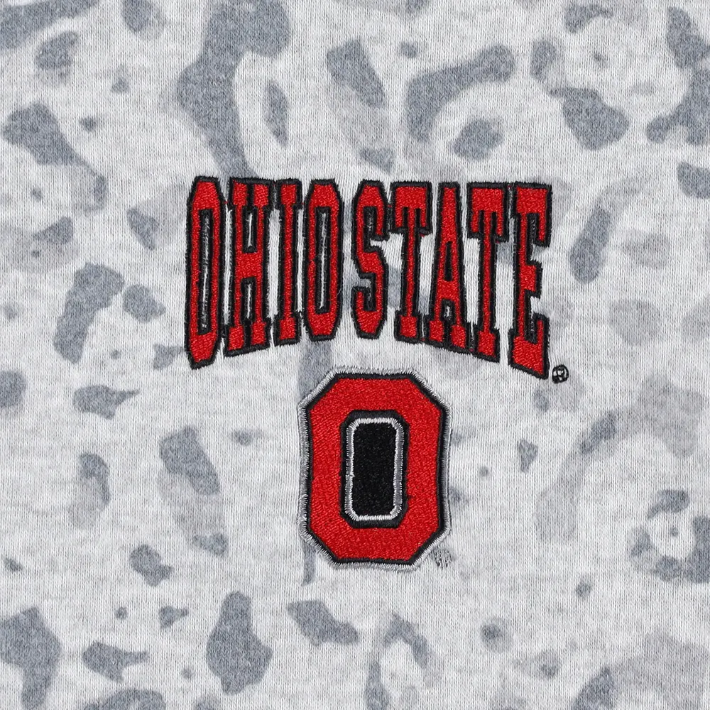 Women's Gameday Couture Heather Gray Ohio State Buckeyes Leopard Quarter-Zip Sweatshirt