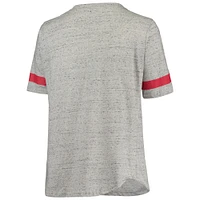 Women's Heathered Gray/Scarlet Ohio State Buckeyes Plus Lace-Up V-Neck T-Shirt