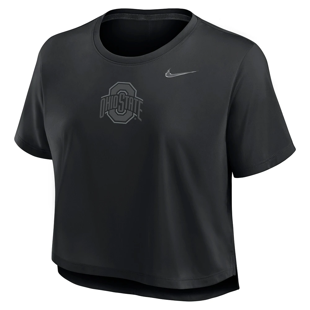 Women's Nike Black Ohio State Buckeyes Performance Cropped T-Shirt
