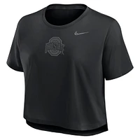 Women's Nike Black Ohio State Buckeyes Performance Cropped T-Shirt