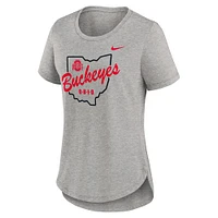 Women's Nike Heather Gray Ohio State Buckeyes Local Campus Location Mantra Tri-Blend T-Shirt