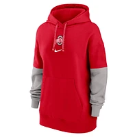 Women's Nike Scarlet Ohio State Buckeyes 2024 Sideline Essential Pullover Hoodie