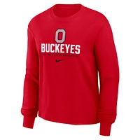 Women's Nike Scarlet Ohio State Buckeyes Primetime University Boxy Long Sleeve T-Shirt