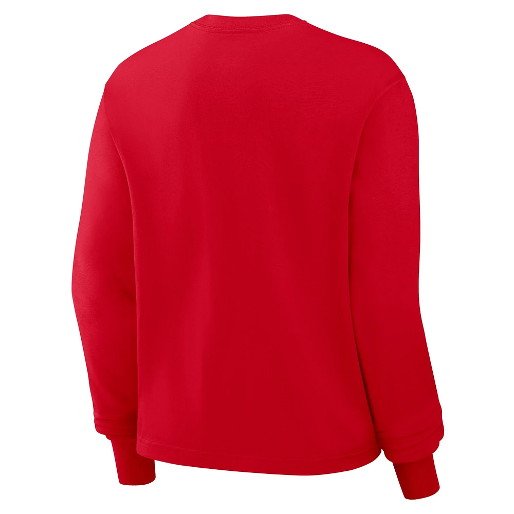 Women's Nike Scarlet Ohio State Buckeyes Primetime University Boxy Long Sleeve T-Shirt