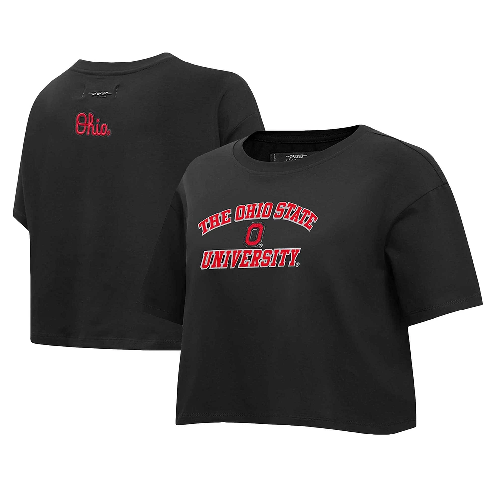Women's Pro Standard Ohio State Buckeyes Classic Single Jersey Cropped Boxy T-Shirt