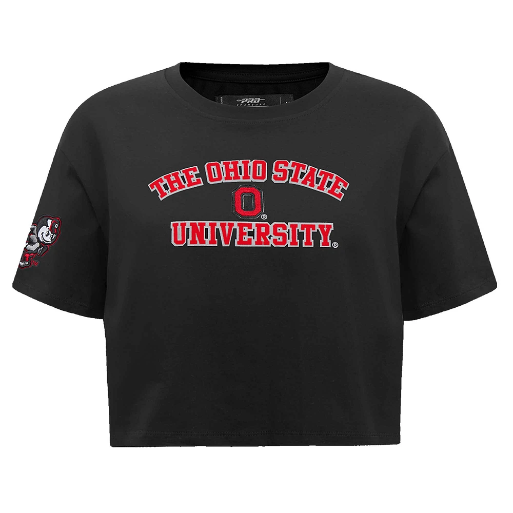 Women's Pro Standard Ohio State Buckeyes Classic Single Jersey Cropped Boxy T-Shirt