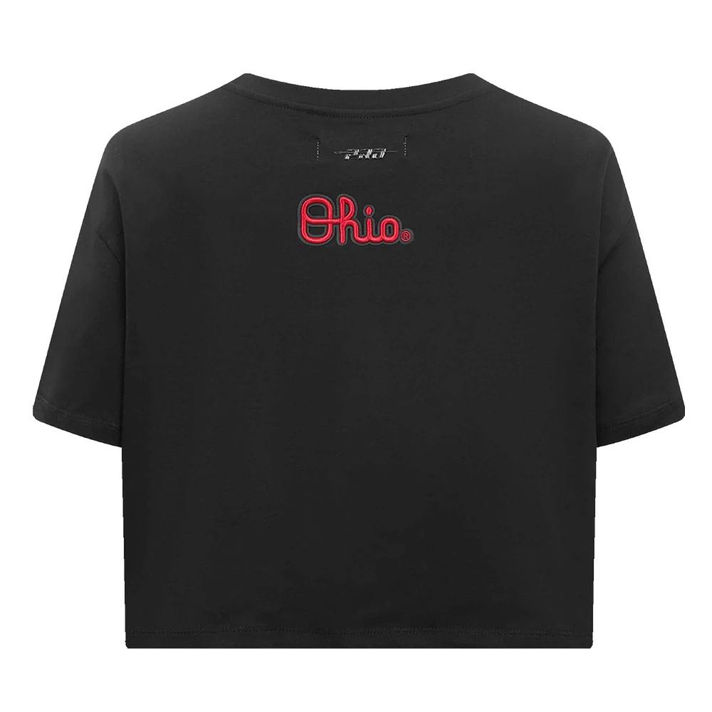Women's Pro Standard Ohio State Buckeyes Classic Single Jersey Cropped Boxy T-Shirt