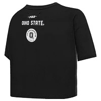 Women's Pro Standard Black Ohio State Buckeyes Rhinestone & Pearl Boxy Cropped T-Shirt