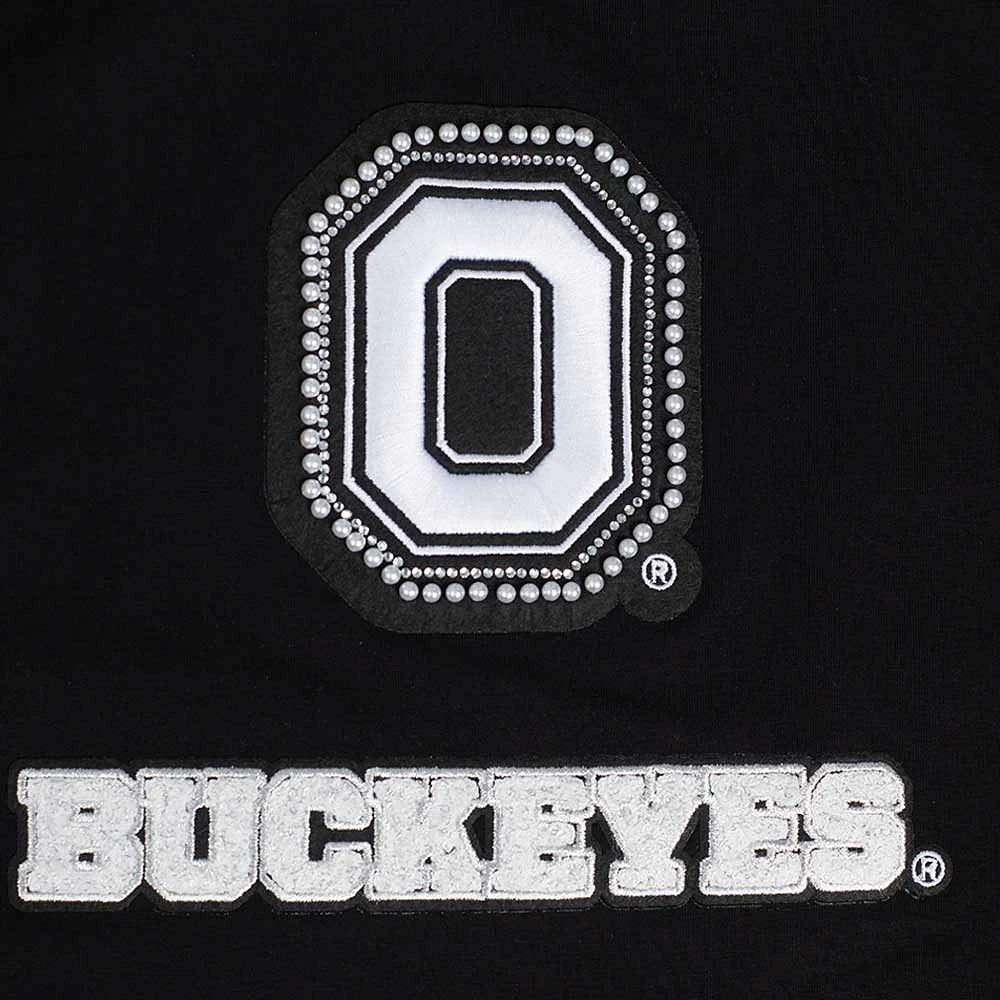 Women's Pro Standard Black Ohio State Buckeyes Rhinestone & Pearl Boxy Cropped T-Shirt