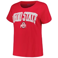 Women's Profile Scarlet Ohio State Buckeyes Plus Arch Over Logo Scoop Neck T-Shirt