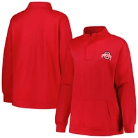 Women's Profile Scarlet Ohio State Buckeyes Plus Fleece Quarter-Zip Jacket