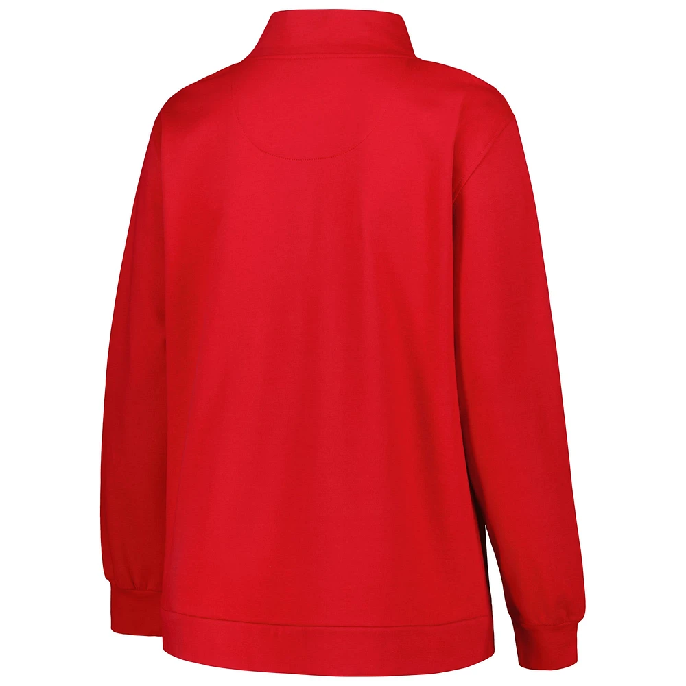 Women's Profile Scarlet Ohio State Buckeyes Plus Fleece Quarter-Zip Jacket