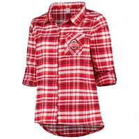 Women's Scarlet Ohio State Buckeyes Plus Mainstay Long Sleeve Button-Up Shirt