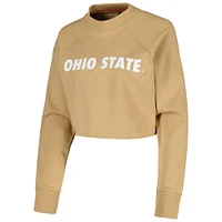 Women's Tan Ohio State Buckeyes Raglan Cropped Sweatshirt & Sweatpants Set