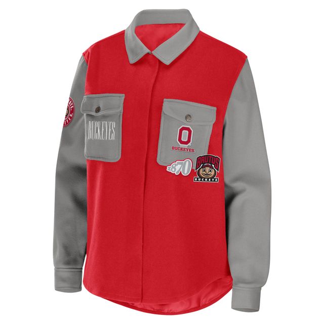 Veste chemise boutonnée WEAR by Erin Andrews Scarlet Ohio State Buckeyes pour femme