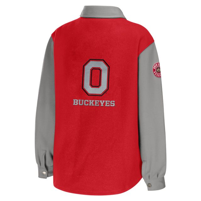 Veste chemise boutonnée WEAR by Erin Andrews Scarlet Ohio State Buckeyes pour femme