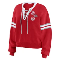 Pull à lacets pour femme WEAR by Erin Andrews Scarlet Ohio State Buckeyes