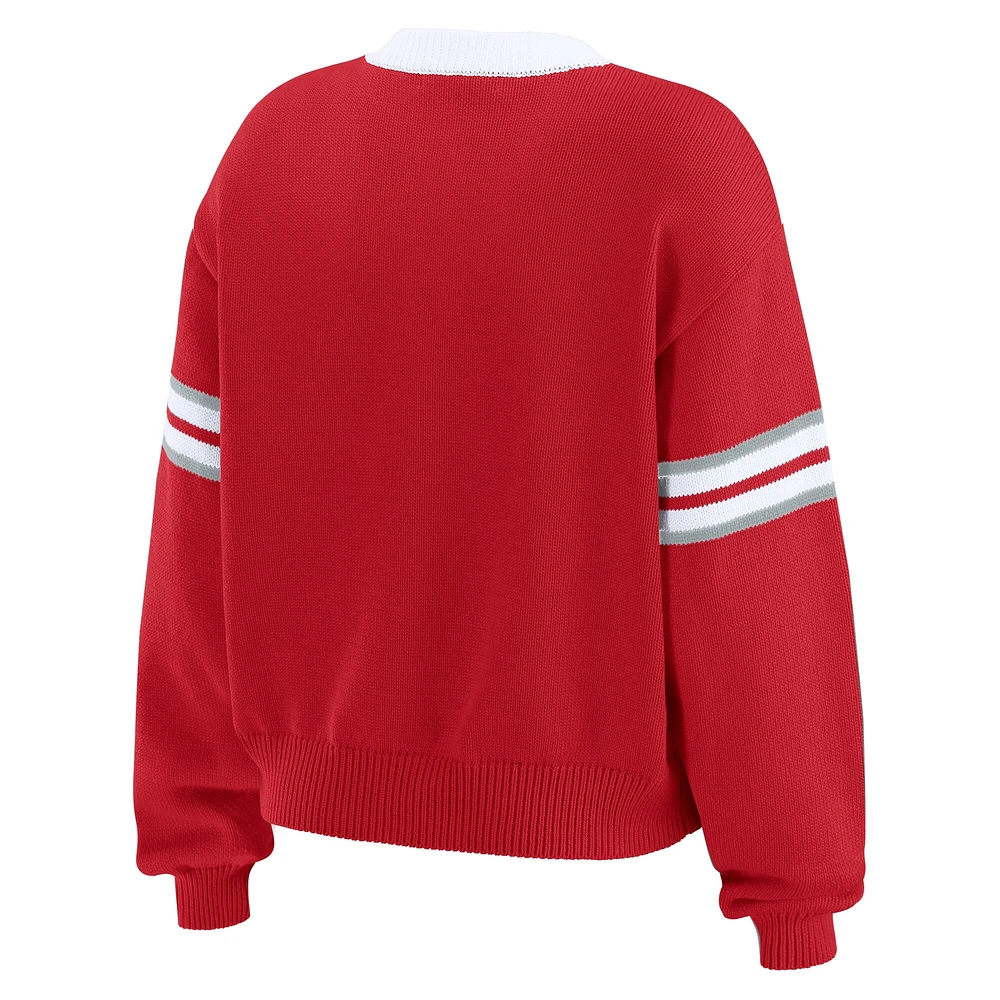 Pull à lacets pour femme WEAR by Erin Andrews Scarlet Ohio State Buckeyes