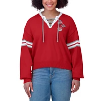 Pull à lacets pour femme WEAR by Erin Andrews Scarlet Ohio State Buckeyes