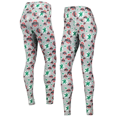 Legging gris ZooZatz Ohio State Buckeyes Team Stacked Mascot pour femme