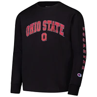 Youth Champion Black Ohio State Buckeyes Distressed Arch Over Logo Long Sleeve T-Shirt